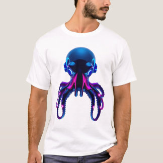 Neon OctoRobot Face T-shirt