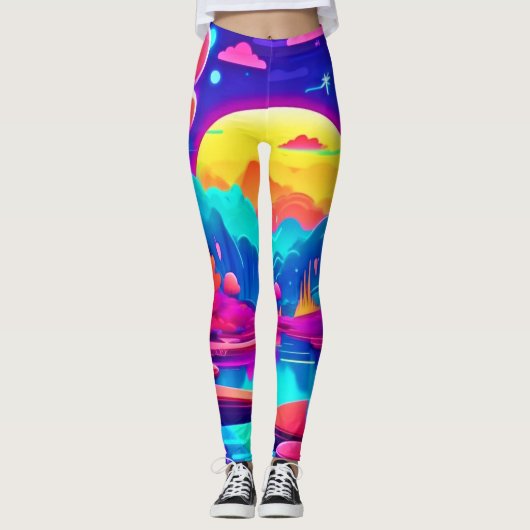 Neon Oerwoud Dream Art Leggings (Voorkant)