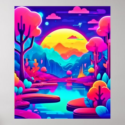 Neon Oerwoud Dream Art Poster (Voorkant)