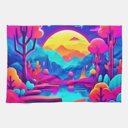 Neon Oerwoud Dream Art Theedoek (Horizontaal)