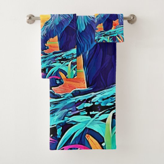 Neon Oerwoud Gorilla Urban Fantasy Bad Handdoek (Insitu)