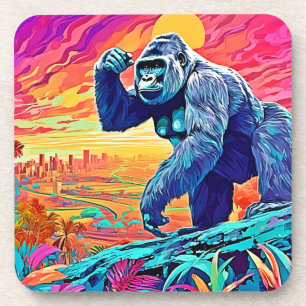 Neon Oerwoud Gorilla Urban Fantasy Bier Onderzetter