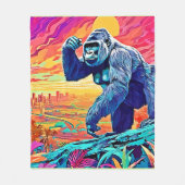 Neon Oerwoud Gorilla Urban Fantasy Fleece Deken (Voorkant)