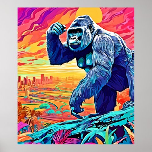 Neon Oerwoud Gorilla Urban Fantasy Poster (Voorkant)