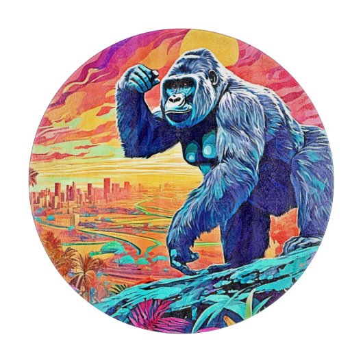 Neon Oerwoud Gorilla Urban Fantasy Snijplank (Voorkant)