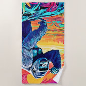 Neon Oerwoud Gorilla Urban Fantasy Strandlaken (Voorkant)