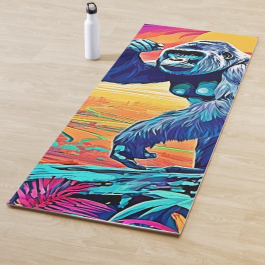 Neon Oerwoud Gorilla Urban Fantasy Yogamat (In situ)