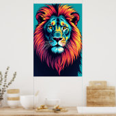 Neon Oerwoud King - Pop Art Lion Poster (Keuken)