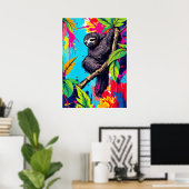 Neon Oerwoud Luiaard – Kleur Splash Animal Art Poster (Thuiskantoor)