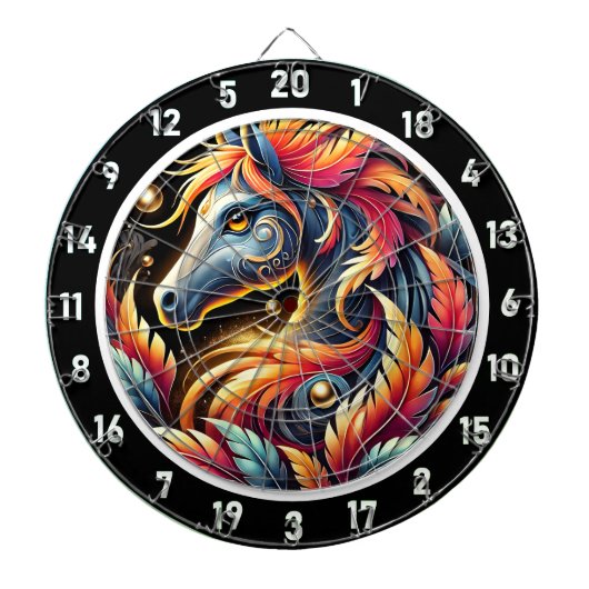 Neon Oerwoud Paardenmuur Art Dartbord (Voorkant)