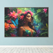 Neon Oerwoud stretched canvas Print (Insitu (Houten vloer))