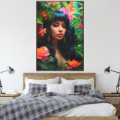 Neon Oerwoud stretched canvas Print (Insitu (Slaapkamer))