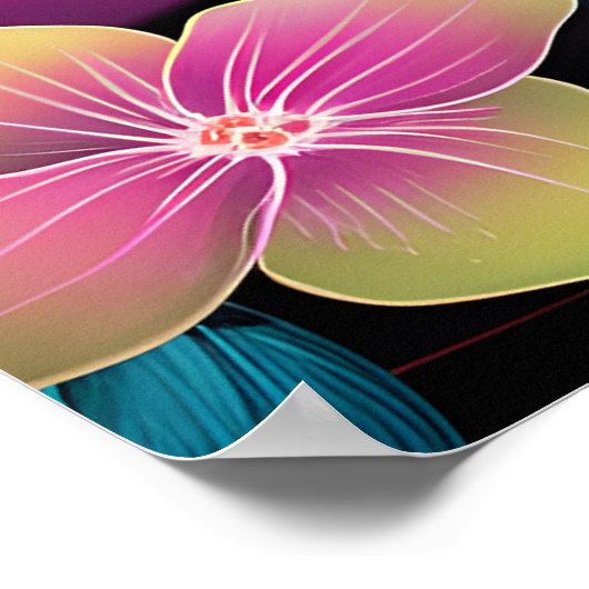 Neon Oerwoud Tiger - Levendige Cyberpunk Wildlife Poster (Hoek)