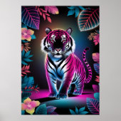 Neon Oerwoud Tiger - Levendige Cyberpunk Wildlife Poster (Voorkant)