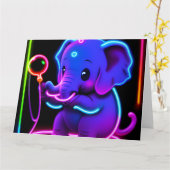neon olifant kaart (Gele Bloem)