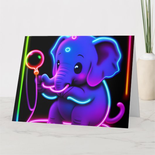 neon olifant kaart (Voorkant)