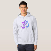 *~* Neon Ombre Pink Blue om op Mannen Licht grijs Hoodie (Voorkant volledig)