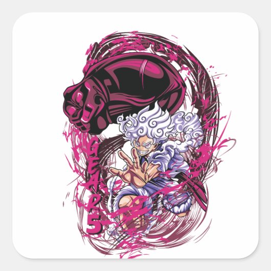 Neon One Piece Vierkante Sticker (Voorkant)