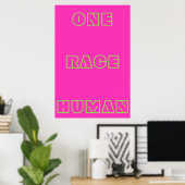 Neon One Race Human Quote Text Poster (Thuiskantoor)
