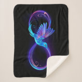 Neon Oneindigheidssymbool met Glanzende Kolibrie Sherpa Deken (Voorkant)