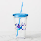 Neon oneindigheidssymbool met gloeiende kolibrie acryl drinkbeker (Achterkant)