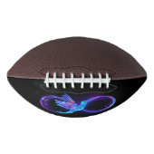 Neon oneindigheidssymbool met gloeiende kolibrie american football (Voorkant)