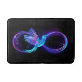 Neon oneindigheidssymbool met gloeiende kolibrie badmat (Voorkant)