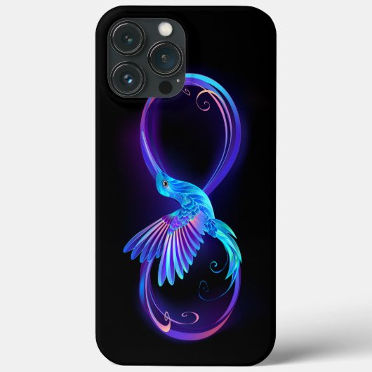 Neon Oneindigheidssymbool met Gloeiende Kolibrie Case-Mate iPhone Case (Achterkant)