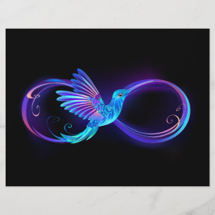 Neon Oneindigheidssymbool met Gloeiende Kolibrie Flyer