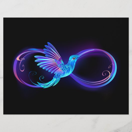 Neon Oneindigheidssymbool met Gloeiende Kolibrie Flyer (Voorkant)