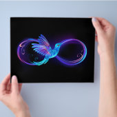 Neon Oneindigheidssymbool met Gloeiende Kolibrie Flyer (Hand)