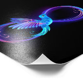 Neon oneindigheidssymbool met gloeiende kolibrie foto afdruk (Hoek)