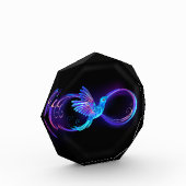 Neon Oneindigheidssymbool met Gloeiende Kolibrie Fotoblokken (Links)