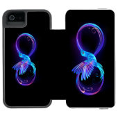 Neon oneindigheidssymbool met gloeiende kolibrie incipio iPhone portemonnee hoesje (Agenda Open)