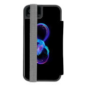 Neon oneindigheidssymbool met gloeiende kolibrie incipio iPhone portemonnee hoesje (Agenda Achterkant)