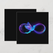 Neon oneindigheidssymbool met gloeiende kolibrie kaart (Voorkant / Achterkant)