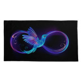 Neon Oneindigheidssymbool met Gloeiende Kolibrie Kussensloop (Achterkant)
