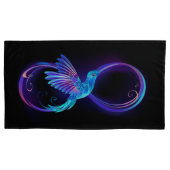 Neon Oneindigheidssymbool met Gloeiende Kolibrie Kussensloop (Voorkant)