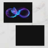 Neon oneindigheidssymbool met gloeiende kolibrie notitiekaartje (Voorkant / Achterkant)