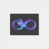 Neon Oneindigheidssymbool met Gloeiende Kolibrie Post-it® Notes (Voorkant)