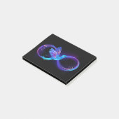 Neon Oneindigheidssymbool met Gloeiende Kolibrie Post-it® Notes (Schuin)