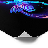 Neon oneindigheidssymbool met gloeiende kolibrie poster (Hoek)