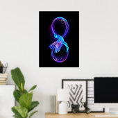 Neon oneindigheidssymbool met gloeiende kolibrie poster (Thuiskantoor)