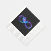 Neon oneindigheidssymbool met gloeiende kolibrie servet (Hoek)