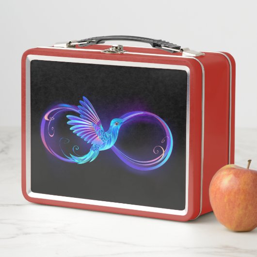 Neon Oneindigheidssymbool met Glowende Kolibrie (In situ)