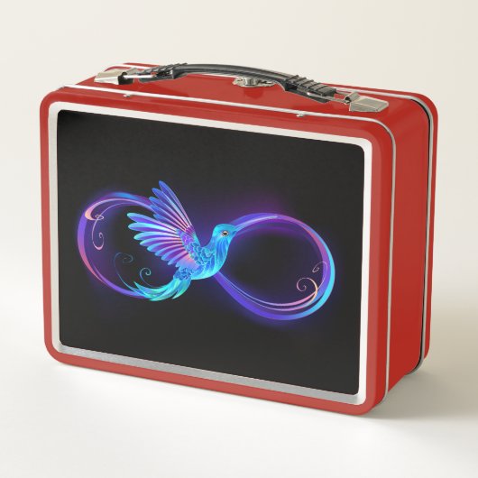 Neon Oneindigheidssymbool met Glowende Kolibrie (Achterkant)