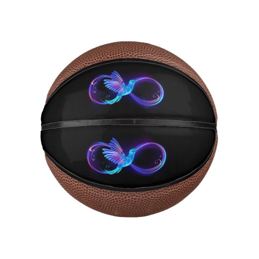 Neon Oneindigheidssymbool met Glowende Kolibrie Basketbal (Voorkant)