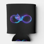 Neon Oneindigheidssymbool met Glowende Kolibrie Blikjeskoeler (Achterkant)