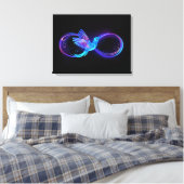 Neon Oneindigheidssymbool met Glowende Kolibrie Canvas Afdruk (Insitu (Slaapkamer))