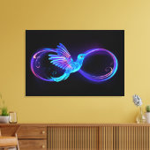 Neon Oneindigheidssymbool met Glowende Kolibrie Canvas Afdruk (Insitu (Woonkamer))